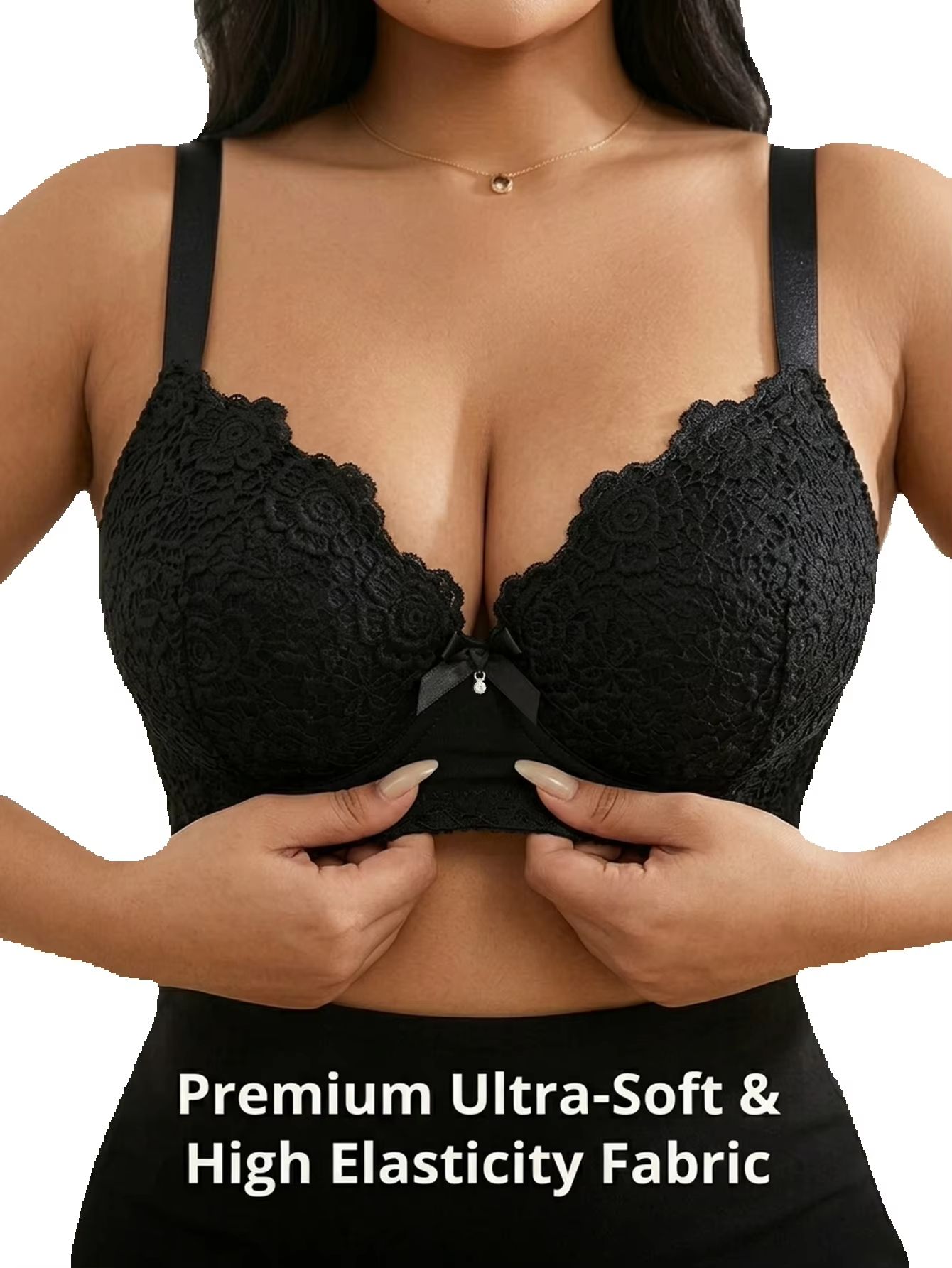 Plunge Bra Push Up - Plus size bh met bloemenprint, push-up,