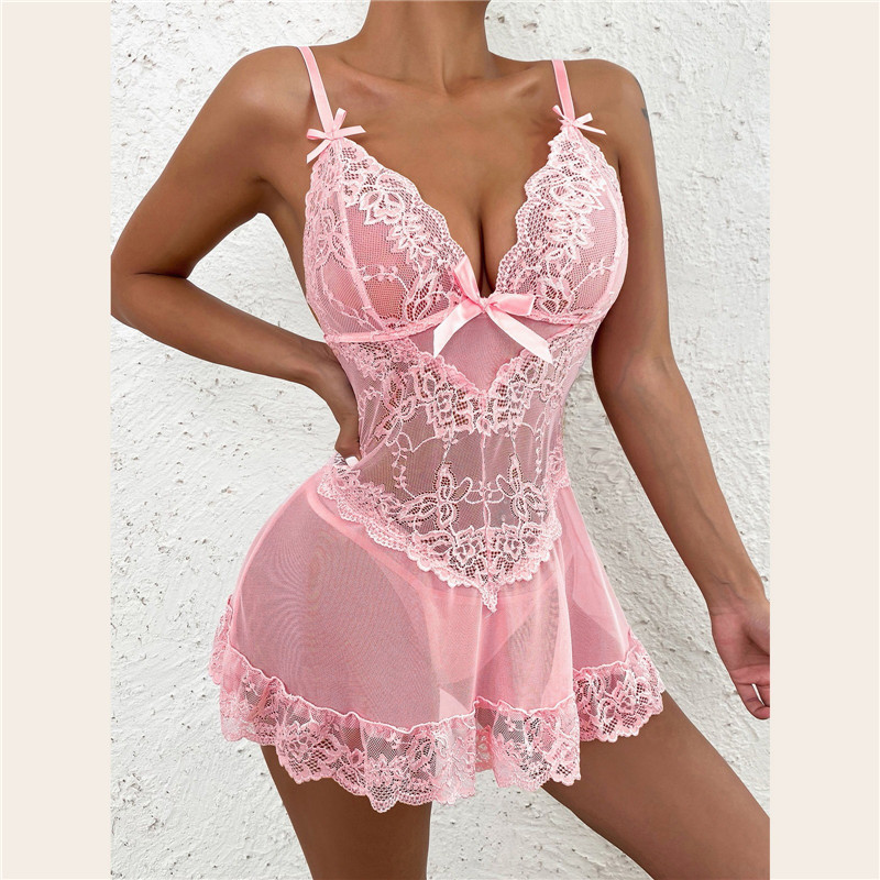 Sheer Bra Lace - Sexy kant babydoll jurkje met open